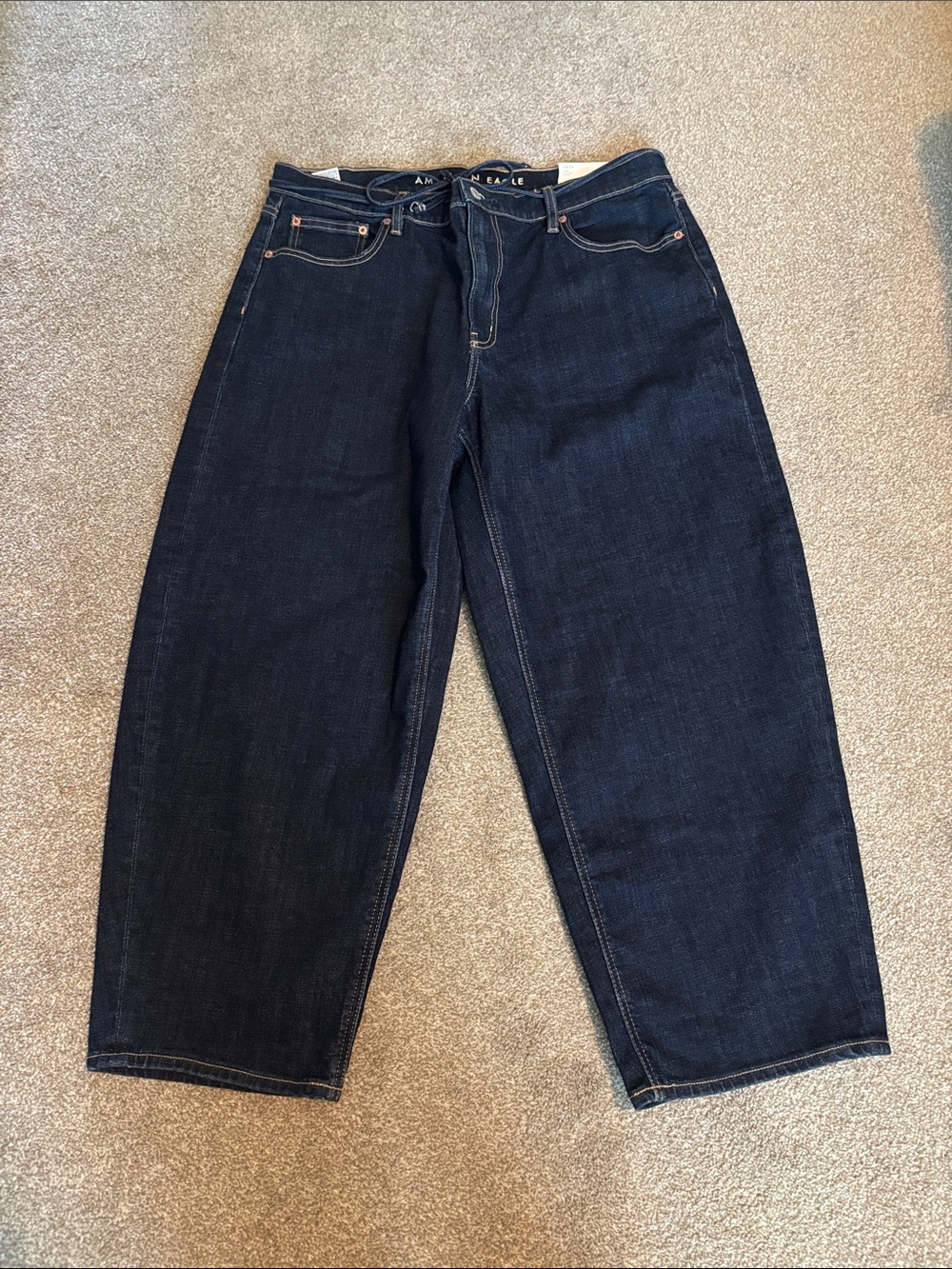 American Eagle Outfitters Women’s Barrel Dark Indigo Jeans size 14 short